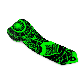 Галстук 3D с принтом Mandala , 100% полиэстер | Длина 148 см; Плотность 150-180 г/м2 | Тематика изображения на принте: abstraction | light green | mandala | pattern | shape | tangled | texture | абстракция | запутанный | салатовый | текстура | узор | формы