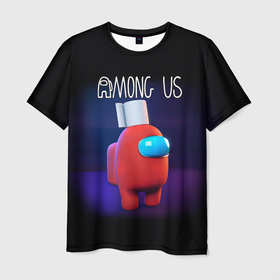 Мужская футболка 3D с принтом AMONG US в Екатеринбурге, 100% полиэфир | прямой крой, круглый вырез горловины, длина до линии бедер | among us | амонг ас | игра | космический | космический корабль | космонавт | космос | мем | среди нас | экшен