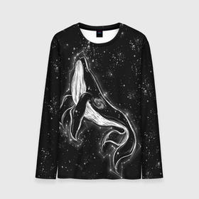 Мужской лонгслив 3D с принтом Космический Кит в Тюмени, 100% полиэстер | длинные рукава, круглый вырез горловины, полуприлегающий силуэт | 2020 | cosmos | nasa | stars | звезды | илон маск | кит | киты | космос | марс | наса | небо | ночная медведица | ночное | ночь | созвездие | созвездия | черная дыра | юпитер