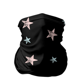 Бандана-труба 3D с принтом Звездопад в Тюмени, 100% полиэстер, ткань с особыми свойствами — Activecool | плотность 150‒180 г/м2; хорошо тянется, но сохраняет форму | звезда | космос | небо | ночь | паттерн | розовый | черный