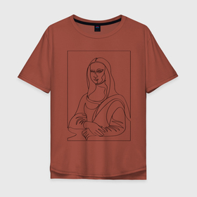 Мужская футболка хлопок Oversize с принтом Мона Лиза. Силуэт в Екатеринбурге, 100% хлопок | свободный крой, круглый ворот, “спинка” длиннее передней части | возрождение | джоконда | ласика | леонардо да винчи | мона лиза | портрет | ренессанс | художник