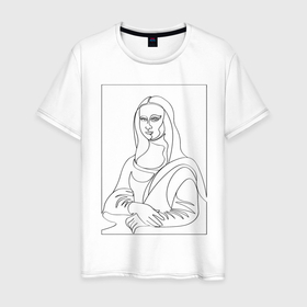 Мужская футболка хлопок с принтом Мона Лиза. Силуэт в Новосибирске, 100% хлопок | прямой крой, круглый вырез горловины, длина до линии бедер, слегка спущенное плечо. | возрождение | джоконда | ласика | леонардо да винчи | мона лиза | портрет | ренессанс | художник