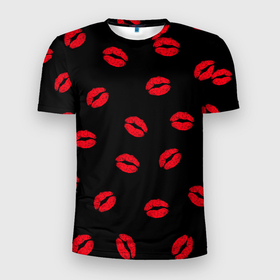 Мужская футболка 3D спортивная с принтом Поцелуи в Петрозаводске, 100% полиэстер с улучшенными характеристиками | приталенный силуэт, круглая горловина, широкие плечи, сужается к линии бедра | Тематика изображения на принте: 8 марта | kis | kiss | love | горячий парень | губы | жаркие поцелуи | красные губы | любовь | мачо | подарок парню | помада | поцелуи | поцелуй
