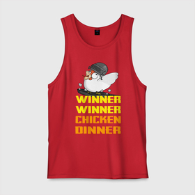 Мужская майка хлопок с принтом PUBG Winner Chicken Dinner в Кировске, 100% хлопок |  | pubg | winner chicken dinner | пубг