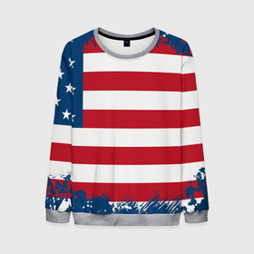 Мужской свитшот 3D с принтом Америка в Курске, 100% полиэстер с мягким внутренним слоем | круглый вырез горловины, мягкая резинка на манжетах и поясе, свободная посадка по фигуре | america | америка | звезды | полосы | символы | сша | флаг