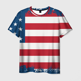 Мужская футболка 3D с принтом Америка в Новосибирске, 100% полиэфир | прямой крой, круглый вырез горловины, длина до линии бедер | america | америка | звезды | полосы | символы | сша | флаг
