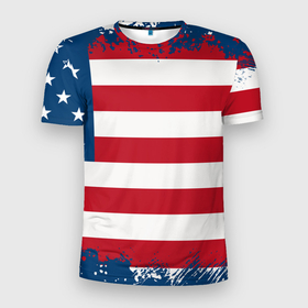 Мужская футболка 3D спортивная с принтом Америка в Санкт-Петербурге, 100% полиэстер с улучшенными характеристиками | приталенный силуэт, круглая горловина, широкие плечи, сужается к линии бедра | america | америка | звезды | полосы | символы | сша | флаг