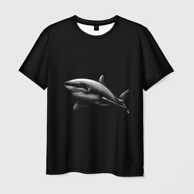 Мужская футболка 3D с принтом Акула в Белгороде, 100% полиэфир | прямой крой, круглый вырез горловины, длина до линии бедер | акула | акулы | морские животные | рыбы | хищники