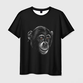 Мужская футболка 3D с принтом Обезьяна в Санкт-Петербурге, 100% полиэфир | прямой крой, круглый вырез горловины, длина до линии бедер | животные | обезьяна | обезьяны | приматы | шимпанзе