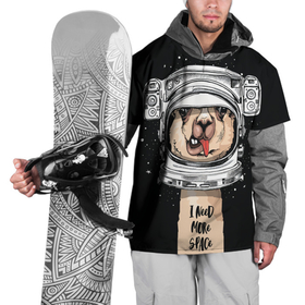 Накидка на куртку 3D с принтом Космическая Лама , 100% полиэстер |  | gagarin | гагарин | день космонавтики | жираф | звездная пыль | звезды | земля | космонавт | космос | лама | луна | скафандр | шея | юрий