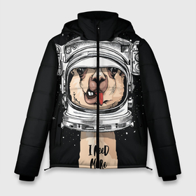 Мужская зимняя куртка 3D с принтом Космическая Лама в Тюмени, верх — 100% полиэстер; подкладка — 100% полиэстер; утеплитель — 100% полиэстер | длина ниже бедра, свободный силуэт Оверсайз. Есть воротник-стойка, отстегивающийся капюшон и ветрозащитная планка. 

Боковые карманы с листочкой на кнопках и внутренний карман на молнии. | gagarin | гагарин | день космонавтики | жираф | звездная пыль | звезды | земля | космонавт | космос | лама | луна | скафандр | шея | юрий