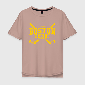 Мужская футболка хлопок Oversize с принтом Boston Bruins в Белгороде, 100% хлопок | свободный крой, круглый ворот, “спинка” длиннее передней части | Тематика изображения на принте: boston | boston bruins | bruins | hockey | nhl | usa | бостон | бостон брюинз | нхл | спорт | сша | хоккей | шайба