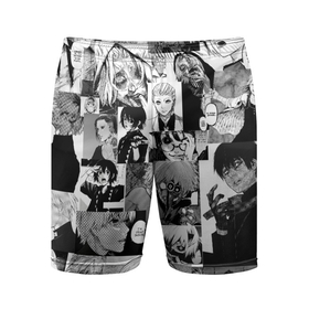 Мужские шорты спортивные с принтом Токийский гуль ,  |  | anime | manga | tokyo ghoul | аниме | джузо | канеки | кен | манга | токийский гуль | тоука | ута | хиде | шу