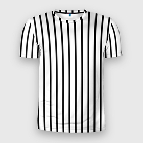 Мужская футболка 3D спортивная с принтом Чёрные и белые полосы в Тюмени, 100% полиэстер с улучшенными характеристиками | приталенный силуэт, круглая горловина, широкие плечи, сужается к линии бедра | белая полоса | полоски | тонкие полоски | тонкие полосы | узор полоски | чёрная полоса | чёрно белые полосы
