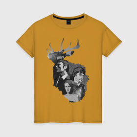 Женская футболка хлопок с принтом Hannibal deer в Санкт-Петербурге, 100% хлопок | прямой крой, круглый вырез горловины, длина до линии бедер, слегка спущенное плечо | hannibal | ганибал | ганнибал | лектер | лектор | мадс миккельсен | сериал | сериалы | хью дэнси