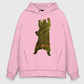 Мужское худи Oversize хлопок с принтом Wild bear в Тюмени, френч-терри — 70% хлопок, 30% полиэстер. Мягкий теплый начес внутри —100% хлопок | боковые карманы, эластичные манжеты и нижняя кромка, капюшон на магнитной кнопке | angry | bear | claws | forest | photo | silhouette | standing | wild | wood | wooden | белый | бурый | в лесу | гризли | деревья | дикий | животные | зверь | злой | когти | крутой | лапа | лес | лесной | лучи | медведь | медвежонок | мишка