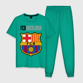 Мужская пижама хлопок с принтом Barcelona FC , 100% хлопок | брюки и футболка прямого кроя, без карманов, на брюках мягкая резинка на поясе и по низу штанин
 | Тематика изображения на принте: barca | barcelona | club | fc | leo messi | soccer | spanish | барса | барселона | испанский | клуб | лео месси | фк | футбол | футбольный