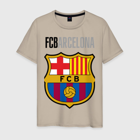 Мужская футболка хлопок с принтом Barcelona FC в Тюмени, 100% хлопок | прямой крой, круглый вырез горловины, длина до линии бедер, слегка спущенное плечо. | barca | barcelona | club | fc | leo messi | soccer | spanish | барса | барселона | испанский | клуб | лео месси | фк | футбол | футбольный
