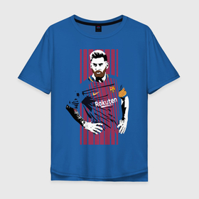 Мужская футболка хлопок Oversize с принтом Barcelona FC в Петрозаводске, 100% хлопок | свободный крой, круглый ворот, “спинка” длиннее передней части | barca | barcelona | club | fc | leo messi | soccer | spanish | барса | барселона | испанский | клуб | лео месси | фк | футбол | футбольный