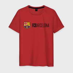 Мужская футболка хлопок с принтом Barcelona FC в Курске, 100% хлопок | прямой крой, круглый вырез горловины, длина до линии бедер, слегка спущенное плечо. | barca | barcelona | club | fc | leo messi | soccer | spanish | барса | барселона | испанский | клуб | лео месси | фк | футбол | футбольный