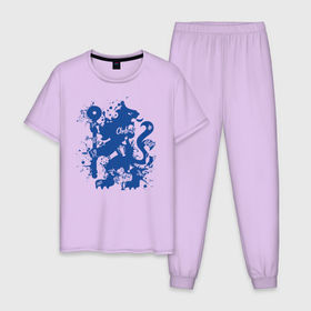 Мужская пижама хлопок с принтом Chelsea FC в Петрозаводске, 100% хлопок | брюки и футболка прямого кроя, без карманов, на брюках мягкая резинка на поясе и по низу штанин
 | blue | chelsea | club | english | fc | football | london | retirees | soccer | английский | клуб | лондон | пенсионеры | синие | фк | футбол | футбольный | челси