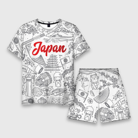 Мужской костюм с шортами 3D с принтом Япония | Страна Восходящего Солнца (Z) ,  |  | japan | асихара но накацукуни | государство япония | ниппон | нихон | ооясимагуни | страна восходящего солнца | традиции | традиция | япония