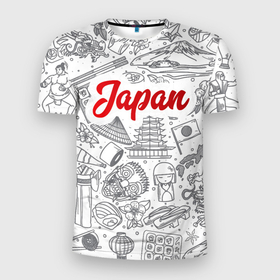 Мужская футболка 3D Slim с принтом Япония | Страна Восходящего Солнца (Z) в Кировске, 100% полиэстер с улучшенными характеристиками | приталенный силуэт, круглая горловина, широкие плечи, сужается к линии бедра | Тематика изображения на принте: japan | асихара но накацукуни | государство япония | ниппон | нихон | ооясимагуни | страна восходящего солнца | традиции | традиция | япония