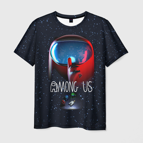 Мужская футболка 3D с принтом AMONG US в Петрозаводске, 100% полиэфир | прямой крой, круглый вырез горловины, длина до линии бедер | among us | амонг ас | игра | космический | космический корабль | космонавт | космос | мем | среди нас | экшен