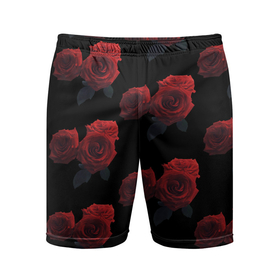 Мужские шорты спортивные с принтом Роза в Курске,  |  | красная роза | красные розы | растение | роза | розы | флора | цветок | цветы