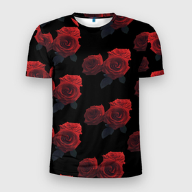 Мужская футболка 3D спортивная с принтом Роза в Белгороде, 100% полиэстер с улучшенными характеристиками | приталенный силуэт, круглая горловина, широкие плечи, сужается к линии бедра | красная роза | красные розы | растение | роза | розы | флора | цветок | цветы