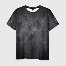 Мужская футболка 3D с принтом ЛАДОНИ УШЕДШИХ в Кировске, 100% полиэфир | прямой крой, круглый вырез горловины, длина до линии бедер | ладони | отпечатки пальцев | отпечатки рук | страшное | хорор