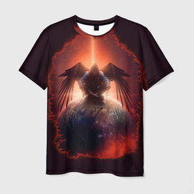 Мужская футболка 3D с принтом АНГЕЛ в Петрозаводске, 100% полиэфир | прямой крой, круглый вырез горловины, длина до линии бедер | ангел | земля | космос | неон | планета