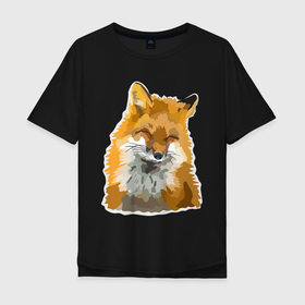 Мужская футболка хлопок Oversize с принтом Лиса в Курске, 100% хлопок | свободный крой, круглый ворот, “спинка” длиннее передней части | fox | lisa | красота | лиса | лисичка | плутовка | рыжая