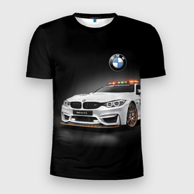 Мужская футболка 3D Slim с принтом Safety car в Курске, 100% полиэстер с улучшенными характеристиками | приталенный силуэт, круглая горловина, широкие плечи, сужается к линии бедра | bmw | car | germany | safety | автомобиль | безопасность | бмв | германия
