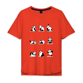 Мужская футболка хлопок Oversize с принтом Панда занимается йогой в Новосибирске, 100% хлопок | свободный крой, круглый ворот, “спинка” длиннее передней части | Тематика изображения на принте: ега | йога | йога и фитнес | карамель | кунг фу | кунг фу панда | панда | пандора | панды | по | с пандами | с пандой | фитнес