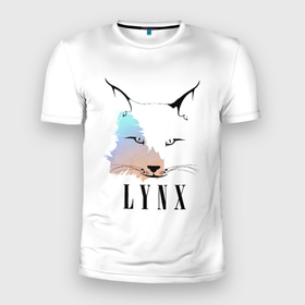 Мужская футболка 3D Slim с принтом Рысь в Новосибирске, 100% полиэстер с улучшенными характеристиками | приталенный силуэт, круглая горловина, широкие плечи, сужается к линии бедра | lynx | зверь | котик | кошечка | кошка | рысь | усатый | ушки на макушке | хищник