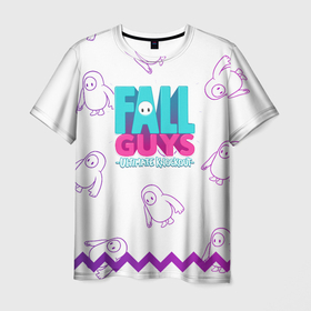Мужская футболка 3D с принтом Fall Guys узор в Кировске, 100% полиэфир | прямой крой, круглый вырез горловины, длина до линии бедер | 