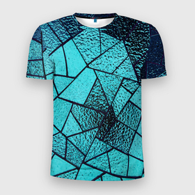 Мужская футболка 3D спортивная с принтом НЕОНОВЫЙ ВИТРАЖ в Тюмени, 100% полиэстер с улучшенными характеристиками | приталенный силуэт, круглая горловина, широкие плечи, сужается к линии бедра | Тематика изображения на принте: витраж | капли воды | неон | стекло