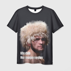 Мужская футболка 3D с принтом Хабиб Нурмагомедов в Тюмени, 100% полиэфир | прямой крой, круглый вырез горловины, длина до линии бедер | 29 0 | ufc | бойцовский клуб | хабиб | хабиб нурмагомедов | чемпион