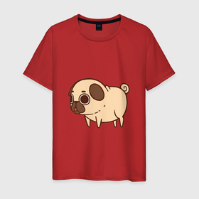 Мужская футболка хлопок с принтом Мопс в Тюмени, 100% хлопок | прямой крой, круглый вырез горловины, длина до линии бедер, слегка спущенное плечо. | арт | милая собака | мило | милый мопс | мопс | рисунок | собака