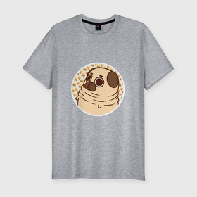 Мужская футболка хлопок Slim с принтом Мечта мопса в Новосибирске, 92% хлопок, 8% лайкра | приталенный силуэт, круглый вырез ворота, длина до линии бедра, короткий рукав | арт | бургер | милая собака | мило | милый мопс | мопс | пицца | рисунок | собака | стикер | фастфуд