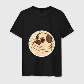 Мужская футболка хлопок с принтом Мечта мопса , 100% хлопок | прямой крой, круглый вырез горловины, длина до линии бедер, слегка спущенное плечо. | арт | бургер | милая собака | мило | милый мопс | мопс | пицца | рисунок | собака | стикер | фастфуд