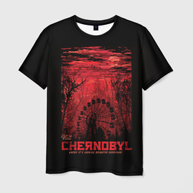 Мужская футболка 3D с принтом Чернобыль в Санкт-Петербурге, 100% полиэфир | прямой крой, круглый вырез горловины, длина до линии бедер | chernobyl | chernobyl nuclear power plant | exclusion zone | pripyat | radiation | stalker | зона отчуждения | припять | радиация | сталкер | чаэс | чернобыль