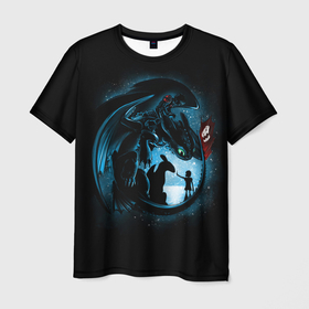 Мужская футболка 3D с принтом Как приручить дракона в Санкт-Петербурге, 100% полиэфир | прямой крой, круглый вырез горловины, длина до линии бедер | dragon | how | to train | your | астрид | беззубик | викинги | всадник | гриммель | дневная | дракон | иккинг | как | ночная | олух | приручить | фурия | фэнтези