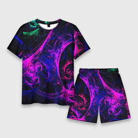Мужской костюм с шортами 3D с принтом GambaTR ,  |  | abstraction | colorful | dark | fractal | glow | patterns | shapes | tangled | texture | абстракция | запутанный | разноцветный | свечение | текстура | темный | узоры | формы | фрактал