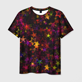 Мужская футболка 3D с принтом Stars в Санкт-Петербурге, 100% полиэфир | прямой крой, круглый вырез горловины, длина до линии бедер | abstract | art | colorful | shapes | stars | texture | абстрактный | арт | звезды | разноцветный | текстура | формы