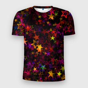 Мужская футболка 3D спортивная с принтом Stars , 100% полиэстер с улучшенными характеристиками | приталенный силуэт, круглая горловина, широкие плечи, сужается к линии бедра | abstract | art | colorful | shapes | stars | texture | абстрактный | арт | звезды | разноцветный | текстура | формы