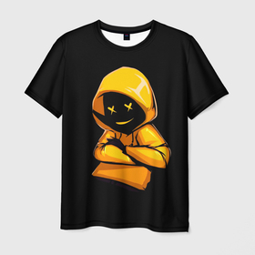 Мужская футболка 3D с принтом Аноним в Новосибирске, 100% полиэфир | прямой крой, круглый вырез горловины, длина до линии бедер | art | black t shirt | cool | crosses | man | people | print | sweatshirt | арт | крестики | люди | прикольная | принт | толстовка | человек | человечек | черная футболка