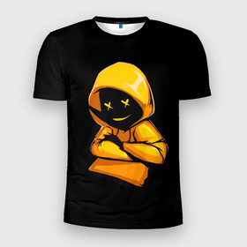 Мужская футболка 3D Slim с принтом Аноним в Санкт-Петербурге, 100% полиэстер с улучшенными характеристиками | приталенный силуэт, круглая горловина, широкие плечи, сужается к линии бедра | art | black t shirt | cool | crosses | man | people | print | sweatshirt | арт | крестики | люди | прикольная | принт | толстовка | человек | человечек | черная футболка