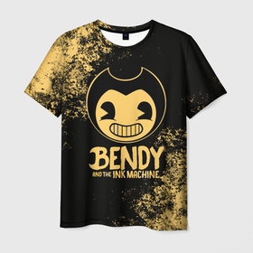 Мужская футболка 3D с принтом Bendy And The Ink Machine в Санкт-Петербурге, 100% полиэфир | прямой крой, круглый вырез горловины, длина до линии бедер | bendy | bendy and the ink machine | бенди | бени | бенни | бэнди | детская | детям | игра | капли | компьютерная игра | краска | машина | подтеки | ужастик | чернила | чернильная